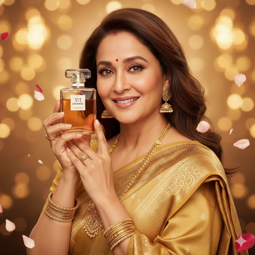 Madhuri Dixit's favorite perfume is reportedly Chanel No. 5 & Dior J'adore. Complete guide with prices, alternatives & where to buy in India!